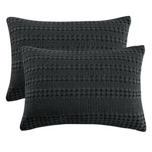 Pacific Home Fashion Black Textured Pillow Shams King size set of two, NWT